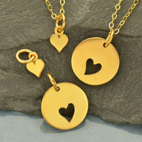 24K Gold Plated Round Charm with Heart Cutout DISCONTINUED