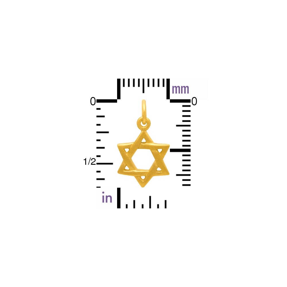 Gold Pendant - Star of David in 24K Gold Plate 18x11mm
