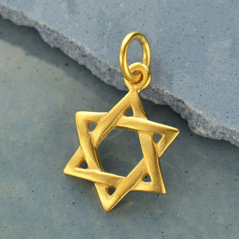 Gold Pendant - Star of David in 24K Gold Plate 18x11mm