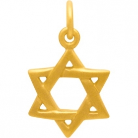Gold Pendant - Star of David in 24K Gold Plate 18x11mm