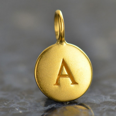 Gold Charms - Letter A with 24K Gold Plate