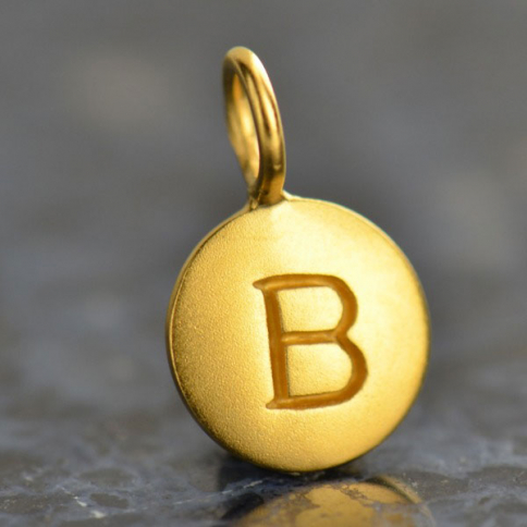 Gold Charms - Letter B with 24K Gold Plate 13x8mm
