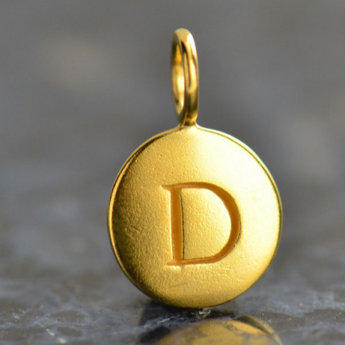 Gold Charms - Letter D with 24K Gold Plate 13x8mm