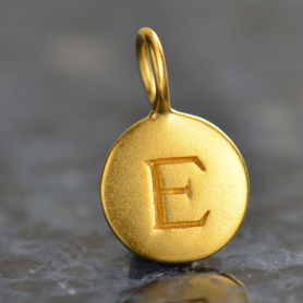 Gold Charms - Letter E with 24K Gold Plate 13x8mm