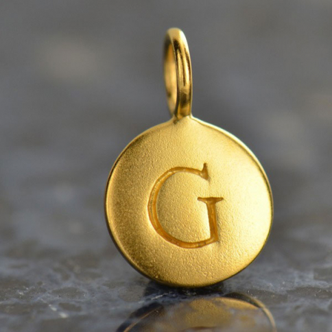 Gold Charms - Letter G with 24K Gold Plate 13x8mm