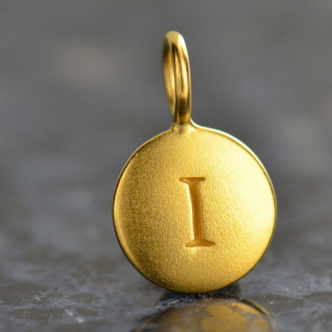 Gold Charms - Letter I with 24K Gold Plate 13x8mm