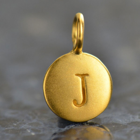 Gold Charms - Letter J with 24K Gold Plate 13x8mm