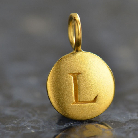 Gold Charms - Letter L with 24K Gold Plate 13x8mm