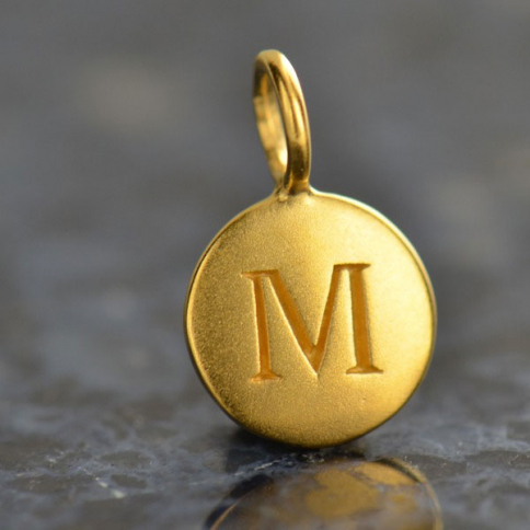 Gold Charms - Letter M with 24K Gold Plate 13x8mm