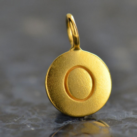 Gold Charms - Letter O with 24K Gold Plate 13x8mm