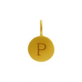 Gold Charms - Letter P with 24K Gold Plate 13x8mm