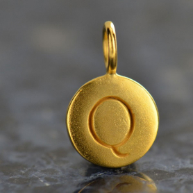 Gold Charms - Letter Q with 24K Gold Plate 13x8mm