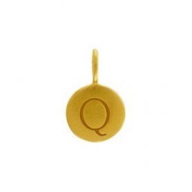 Gold Charms - Letter Q with 24K Gold Plate 13x8mm