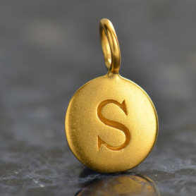 Gold Charms - Letter S with 24K Gold Plate 13x8mm