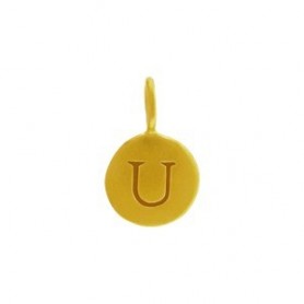 Gold Charms - Letter U with 24K Gold Plate 13x8mm