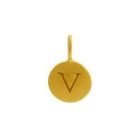 Gold Charms - Letter V with 24K Gold Plate 13x8mm