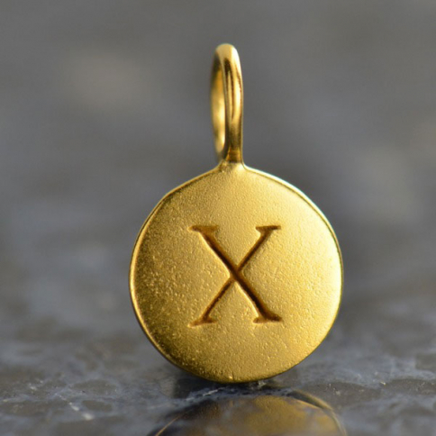 Gold Charms - Letter X with 24K Gold Plate 13x8mm