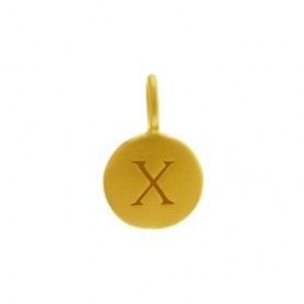 Gold Charms - Letter X with 24K Gold Plate 13x8mm