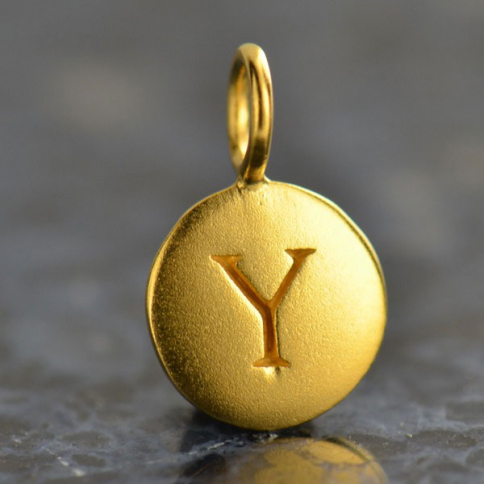 Gold Charms - Letter Y with 24K Gold Plate