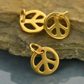 Gold Charms - Small Peace with 24K Gold Plate 12x9mm