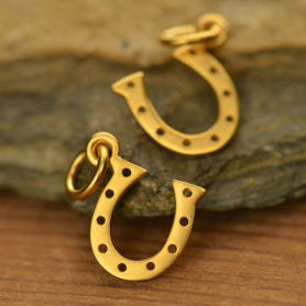 Gold Charms -  Small Horseshoe with 24K Gold Plate 16x10mm
