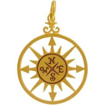 Compass Rose with 24K Gold Plate 30x20mm DISCONTINUED