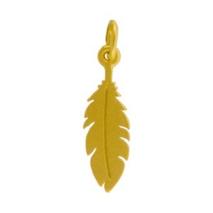 Gold Charms - Flat Feather with 24K Gold Plate 22x6mm