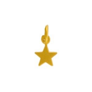 Satin 24K Gold Plated Tiny Flat Star Charm 12x6mm