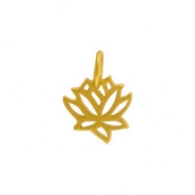 Gold Charms - Tiny Lotus with 24K Gold Plate 12x9mm
