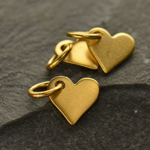 Gold Charm - Small Heart with 24K Gold Plate 10x7mm