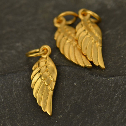 24K Gold Plate Angel Wing Charm Left Side 20x6mm
