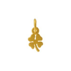 Gold Charm - Four Leaf Clover with 24K Gold Plate 13x5mm