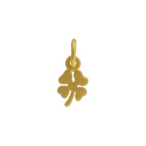 Gold Charm - Four Leaf Clover with 24K Gold Plate 13x5mm