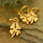 Gold Charm - Four Leaf Clover with 24K Gold Plate 13x5mm