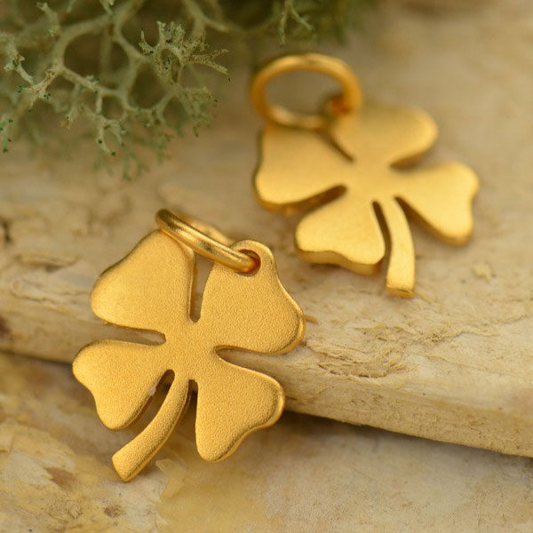 Gold Charms - Medium Clover Charm with 24K Gold Plate