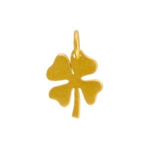  Gold Charms - Clover Charm with 24K Gold Plate 15x10mm