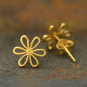 Gold Stud Earrings - Daisy in 24K Gold Plate 10x10mm