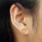 Satin 24K Gold Plated Lotus Post Earrings 9x9mm