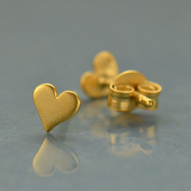 Gold Stud Earrings - Tiny Heart in 24K Gold Plate 5x5mm