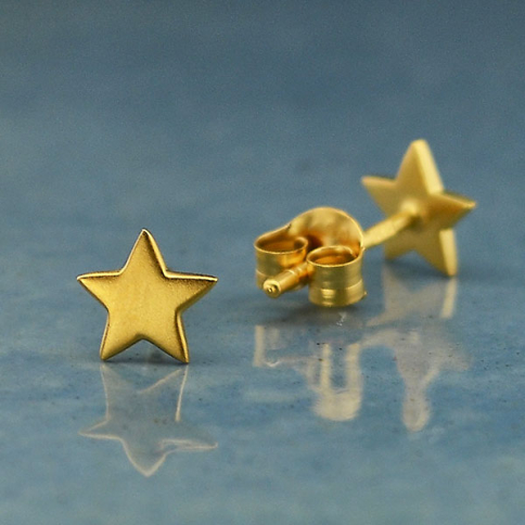 Gold Earrings - Star Post Earrings with 24K Gold Plate 6x6mm