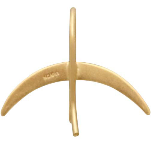 24K Gold Plated Ear Hooks with Ridged Crescent Moon 17x19mm