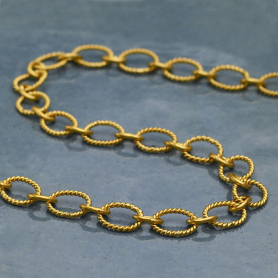 Gold Chain - Scored Oval Links with 24K Gold Plate