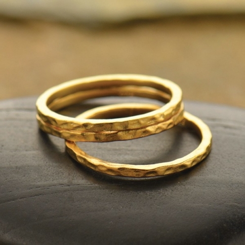 Hammered Stacking Ring in 24K Gold Plate