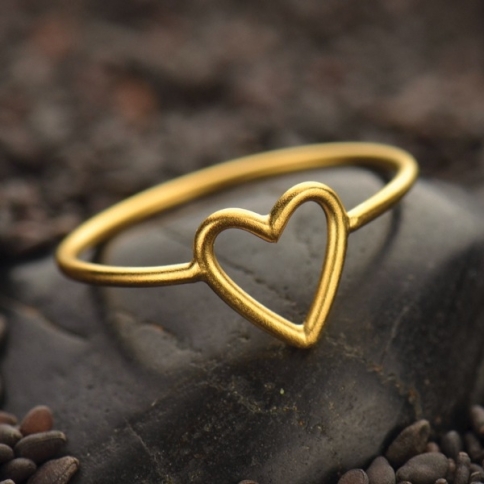 Open Heart Ring with 24K Gold Plate