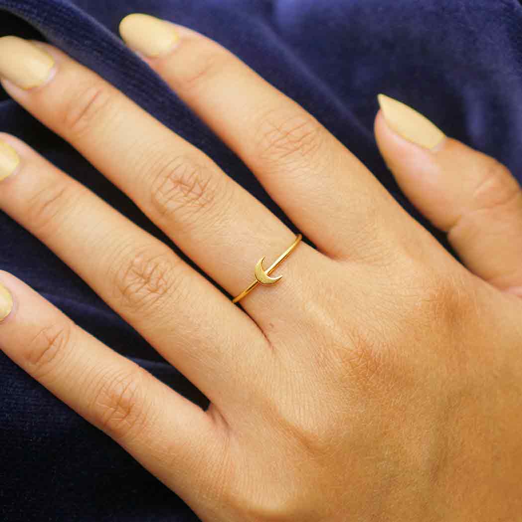Tiny Moon Ring with 24K Gold Plate