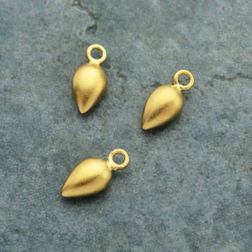 Gold Charm - Teardrop Dangle with 24K Gold Plate 10x5mm