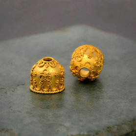 Gold Domed Cone Cord End with 24K Gold Plate DISCONTINUED