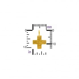 Gold Charm -Small Hammered Cross with 24K Gold Plate 14x10mm