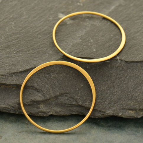 24K Gold Plated Half Hammered Circle Jewelry Link 28mm