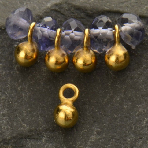 Gold Charm - Small Round Dangle with 24K Gold Plate 5x3mm